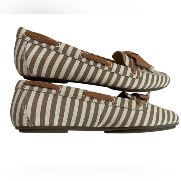 Talbots Leather Tan and Cream Striped Women's Flats - Picture 2 of 9